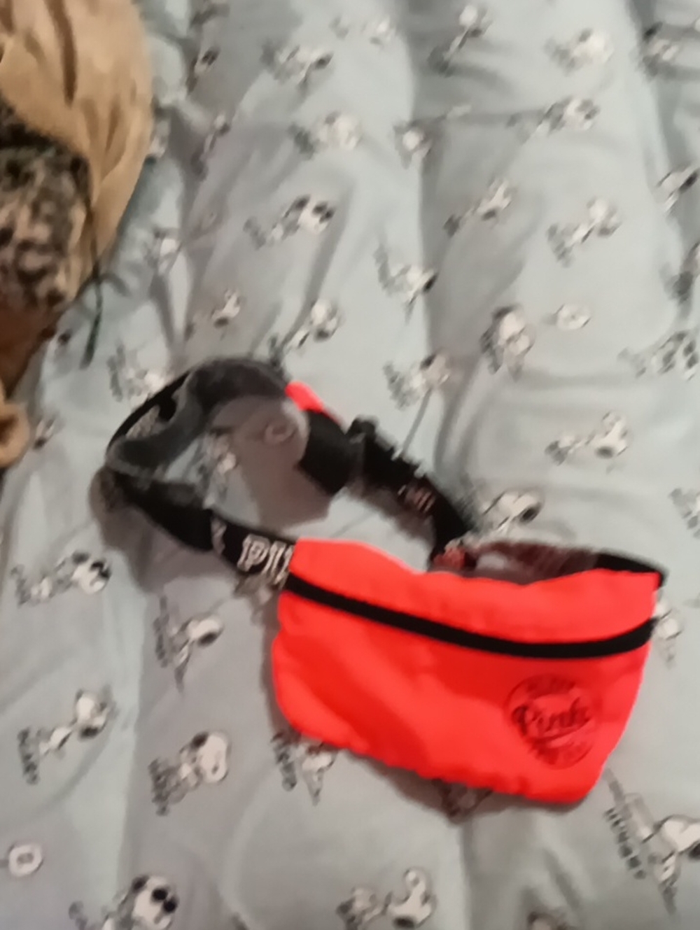 PINK Victoria's Secret Neon Coral Zip Pocket Wristlet